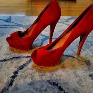 Red high heeled shoes
